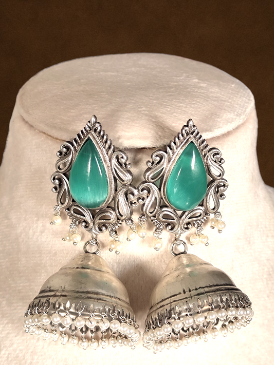 Swara silver tone jhumka