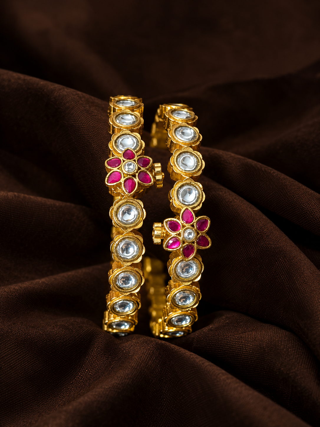 Maitri openable jadau bangles - White