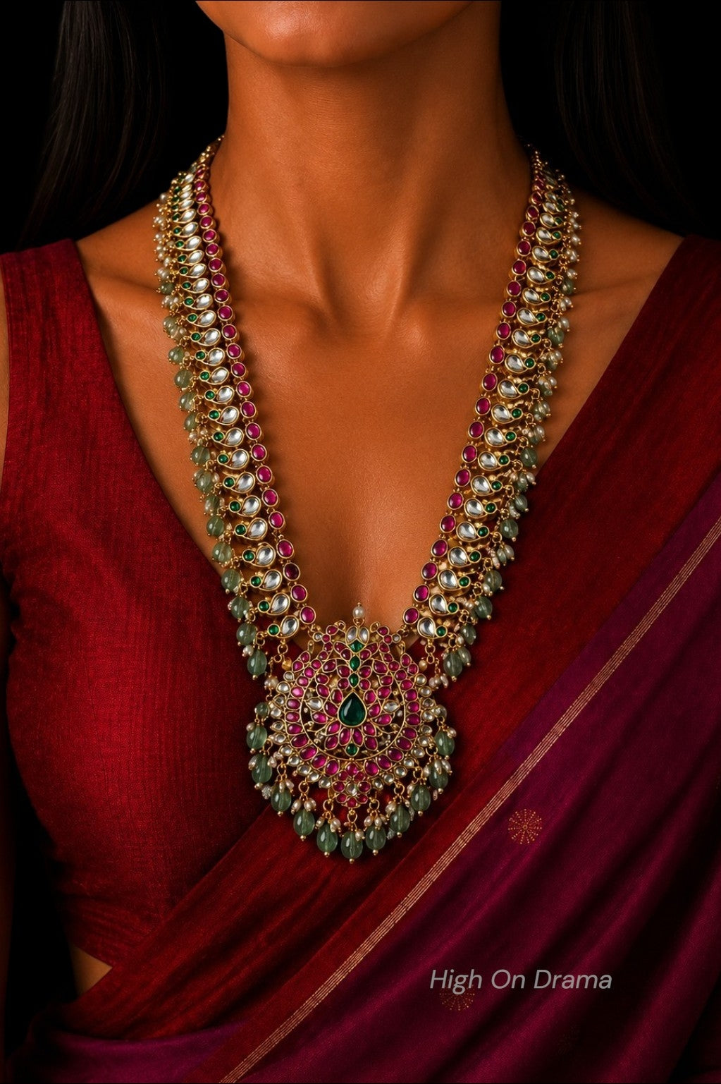 Nakshatra jadau kundan statement long haram