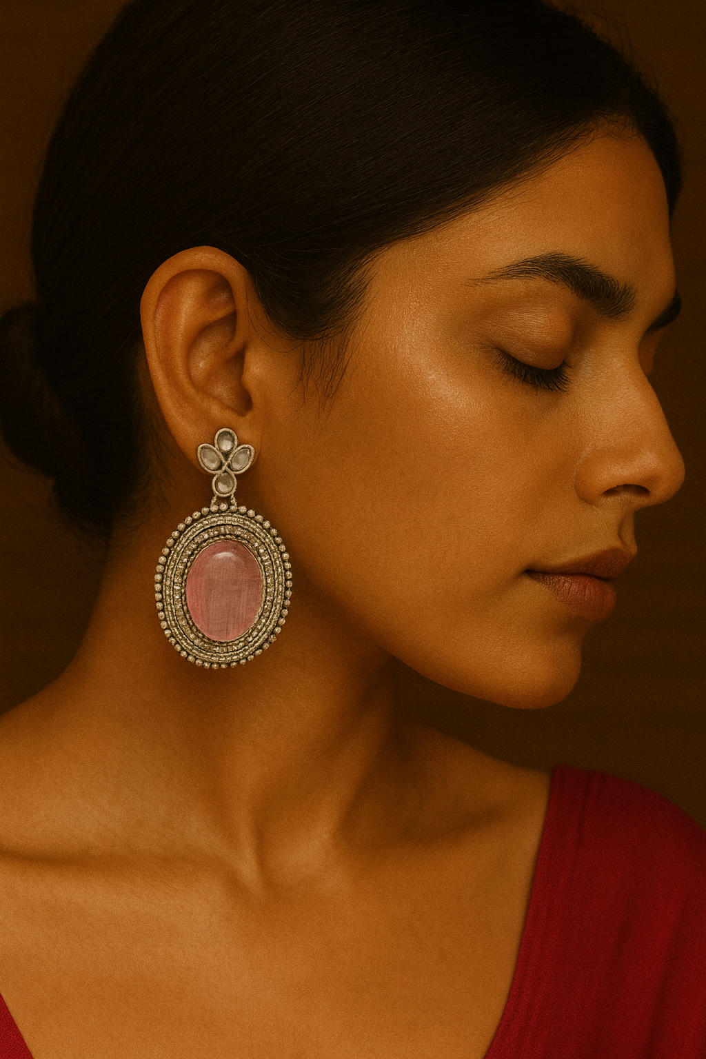 Ishita pink stone earrings