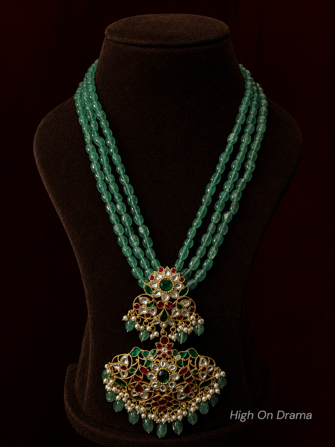 Tavishi jadau kundan emerald mala
