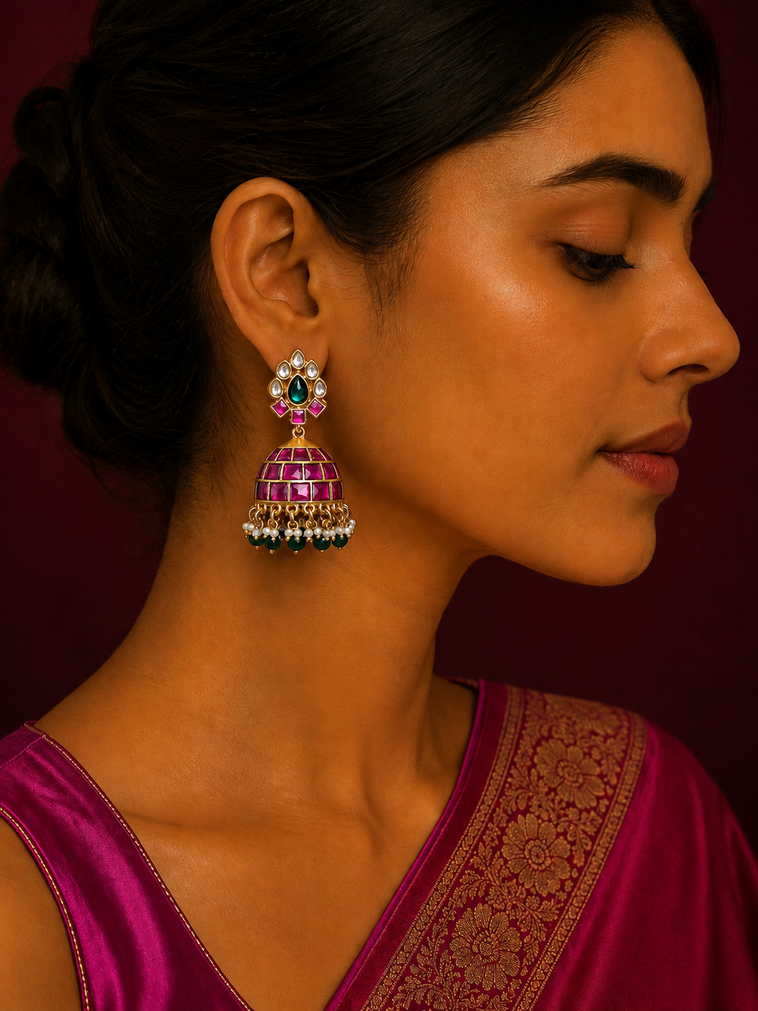 Gauri jadau kundan jhumka