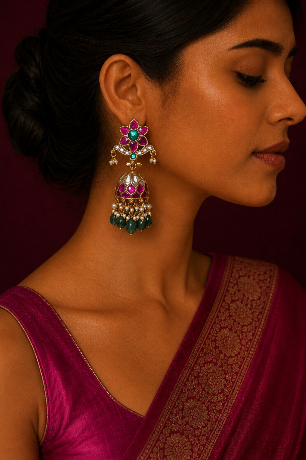 Avni jadau kundan jhumka