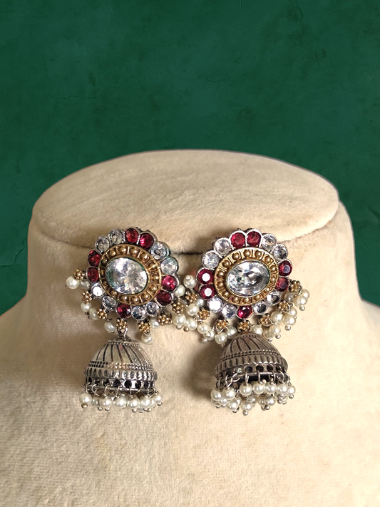 Myra Dual tone stone earrings
