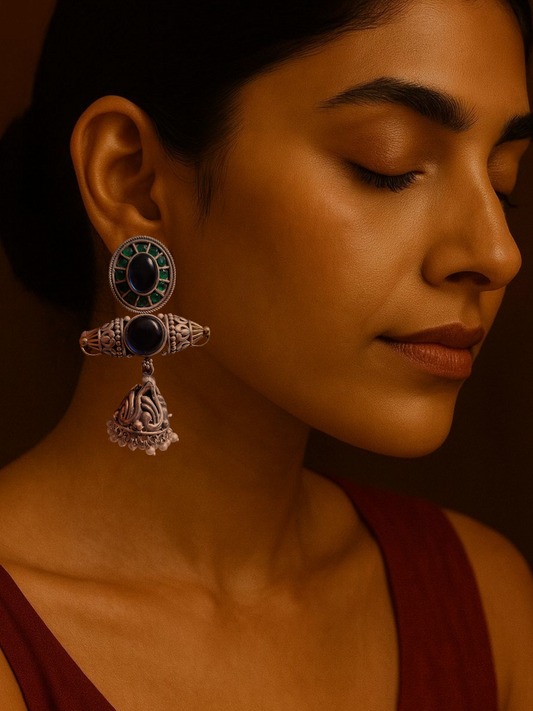 Raaga statement dual tone earrings
