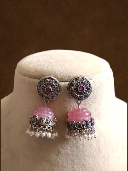 Laksya carved stone statement earring