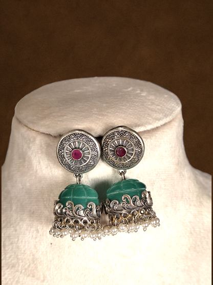Laksya carved stone statement earring
