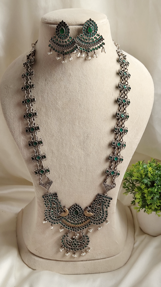 Sitara green statement necklace set
