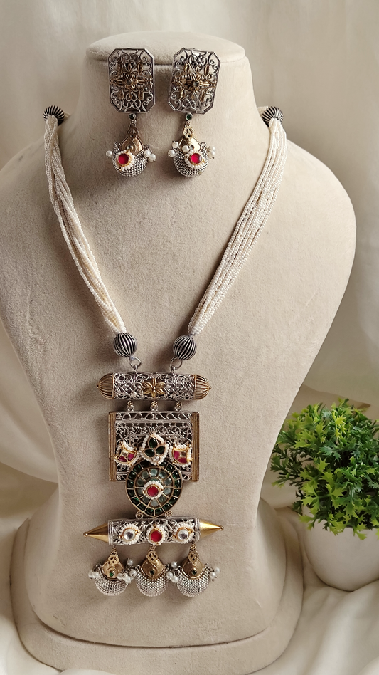 Sarika beaded fusion long necklace set