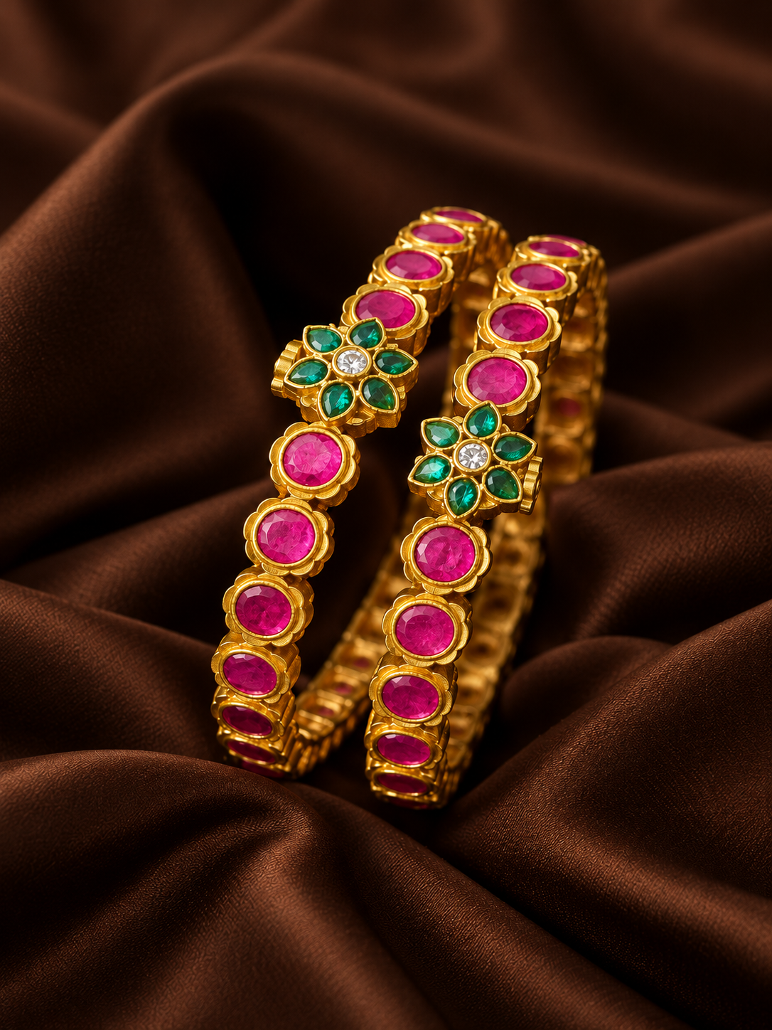 Maitri openable jadau bangles - Ruby