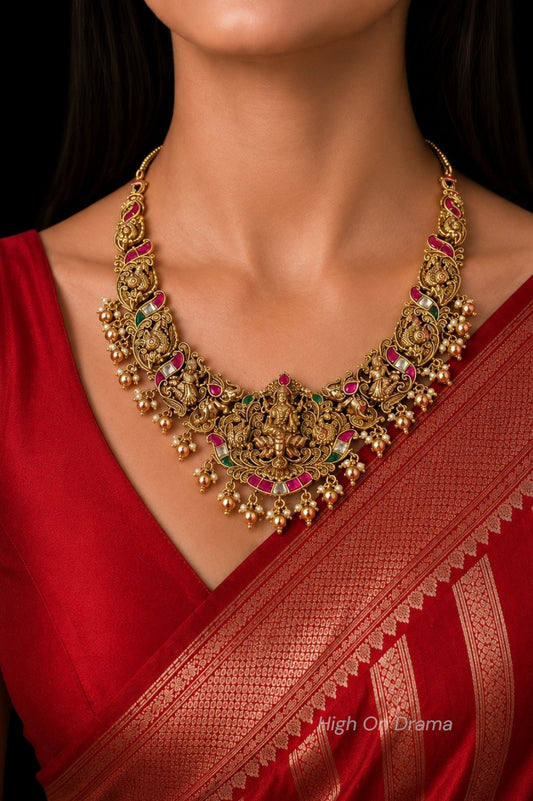 Resham temple jewellery set
