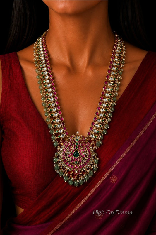 Nakshatra jadau kundan statement long haram