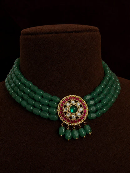 Moh emerald beads choker