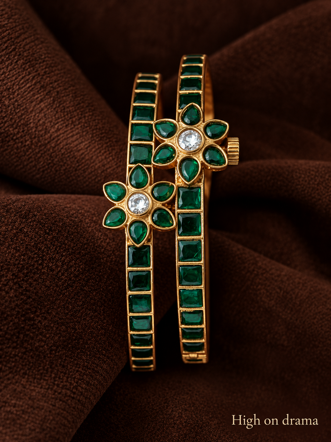 Manvi Jadau kundan adjustable bangle - Green