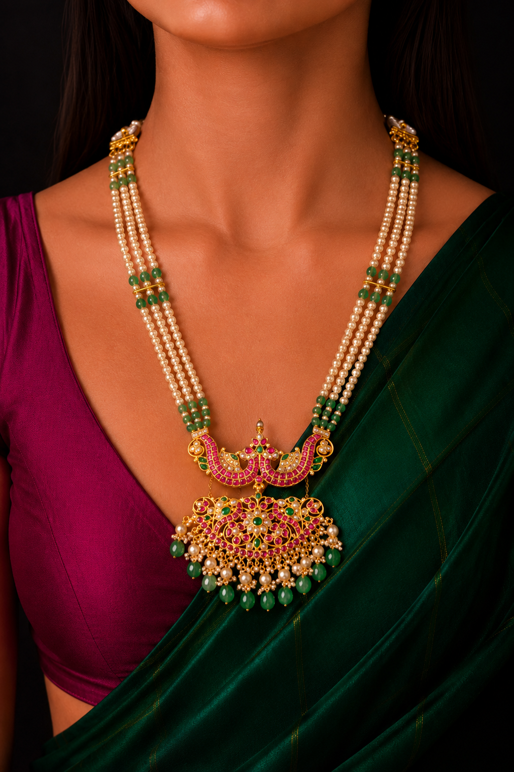 Chandrika jadau kundan statement pearl set
