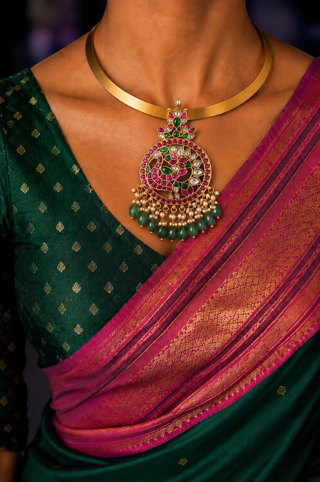 Sharvani jadau kundan hasli