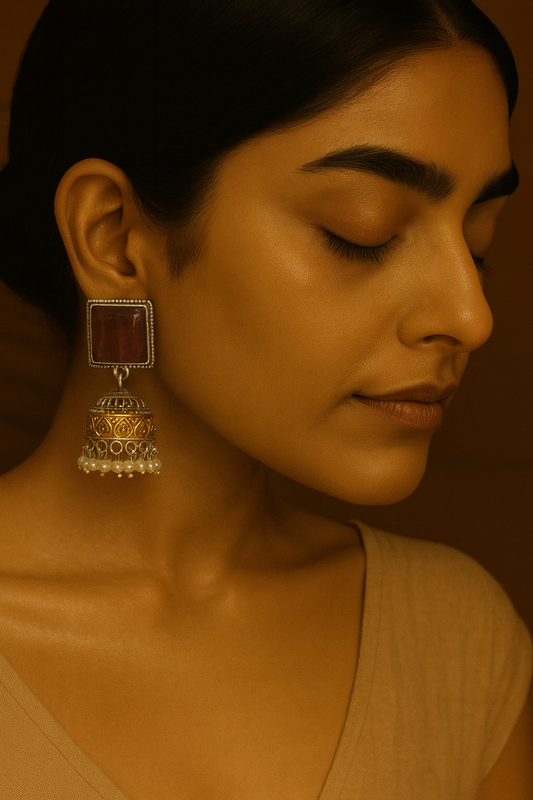 Megha dual tone stone jhumka