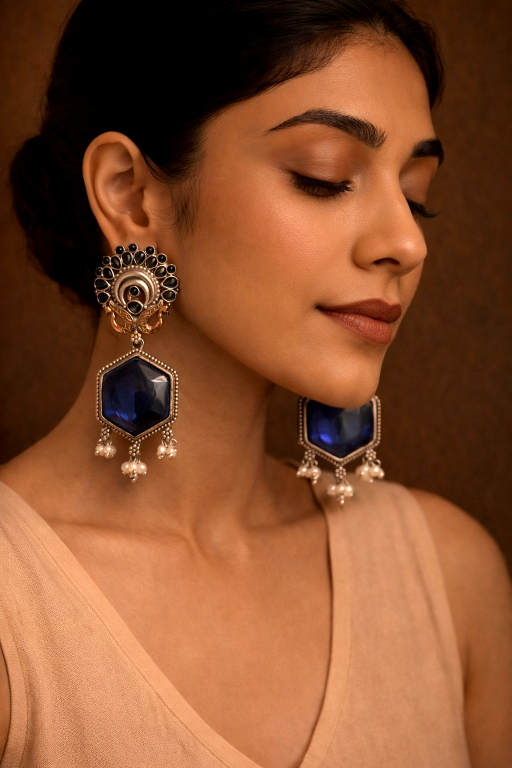 Tatva statement stone earrings
