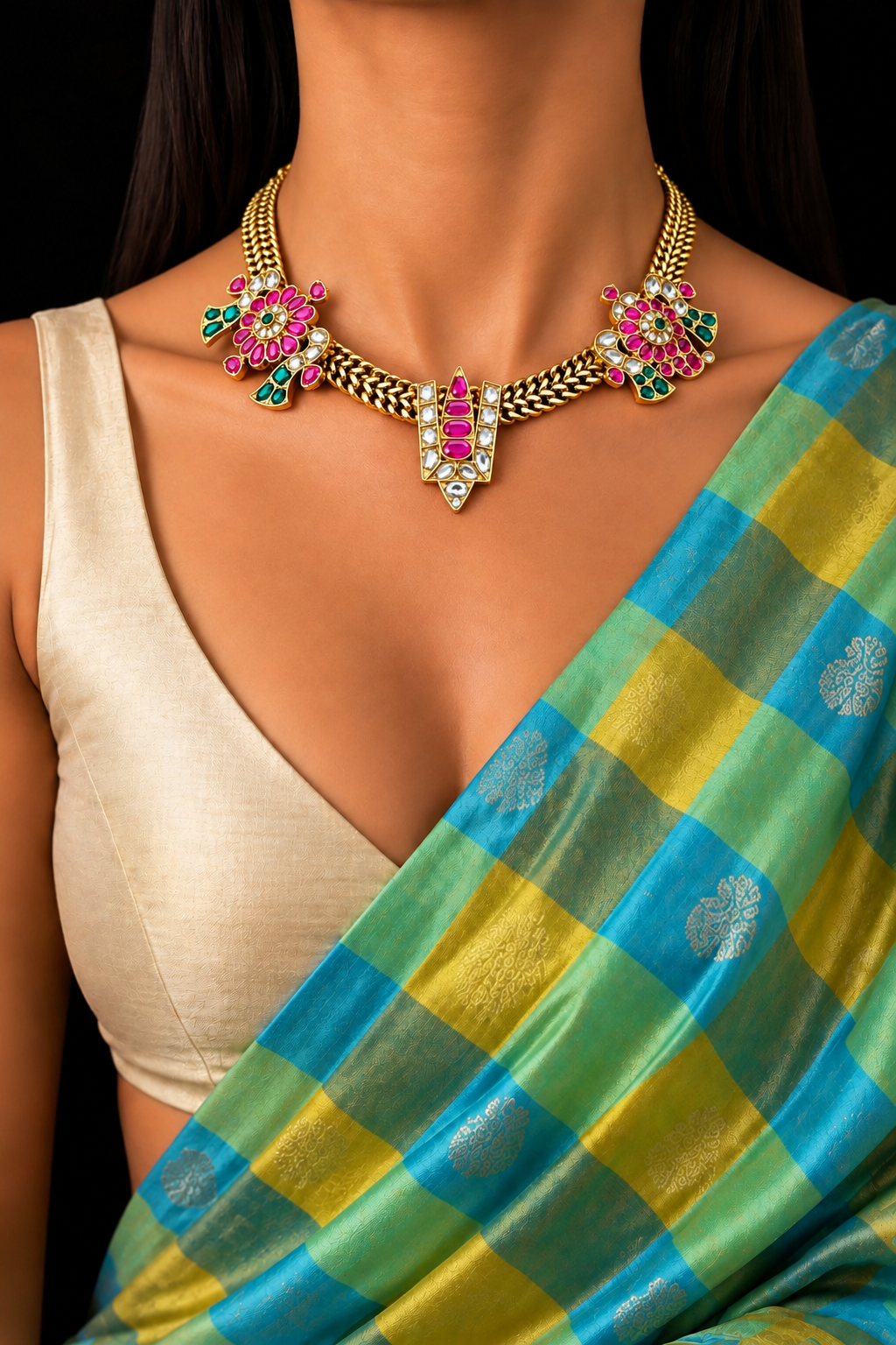 Padmavati antique jadau pendant set