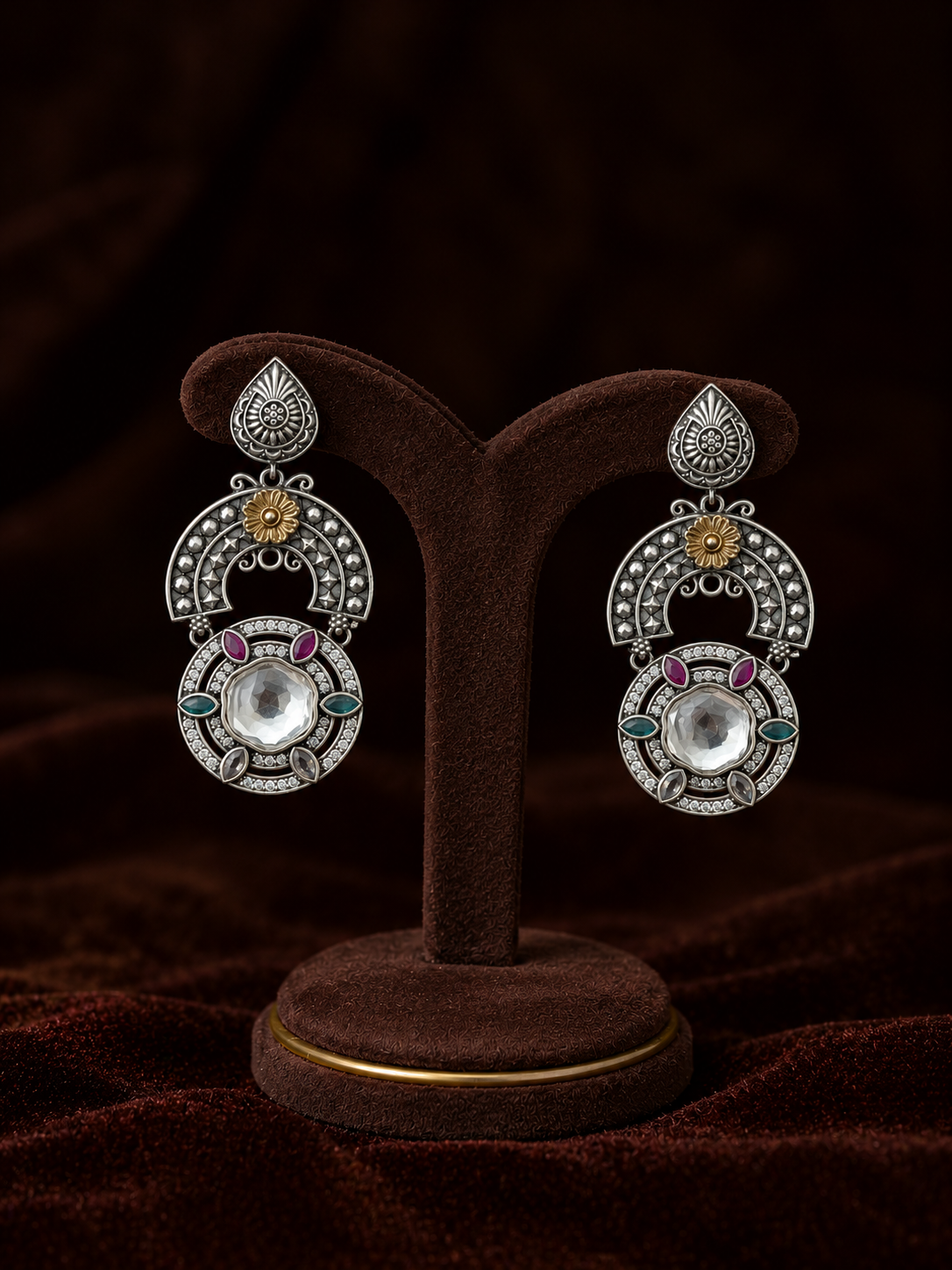 Mridhula silver finish necklace set
