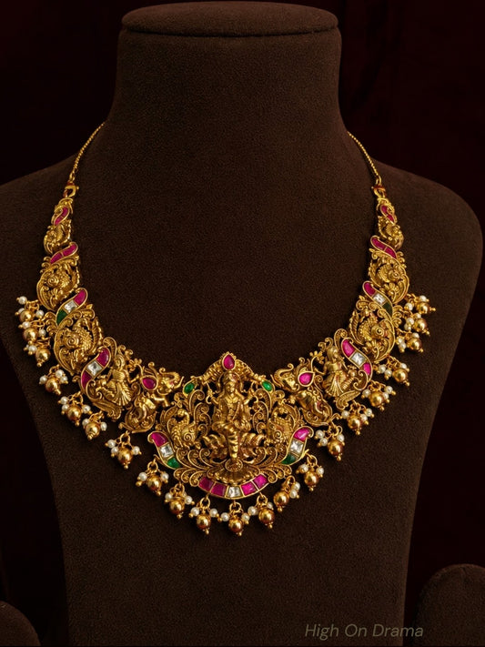 Resham temple jewellery set