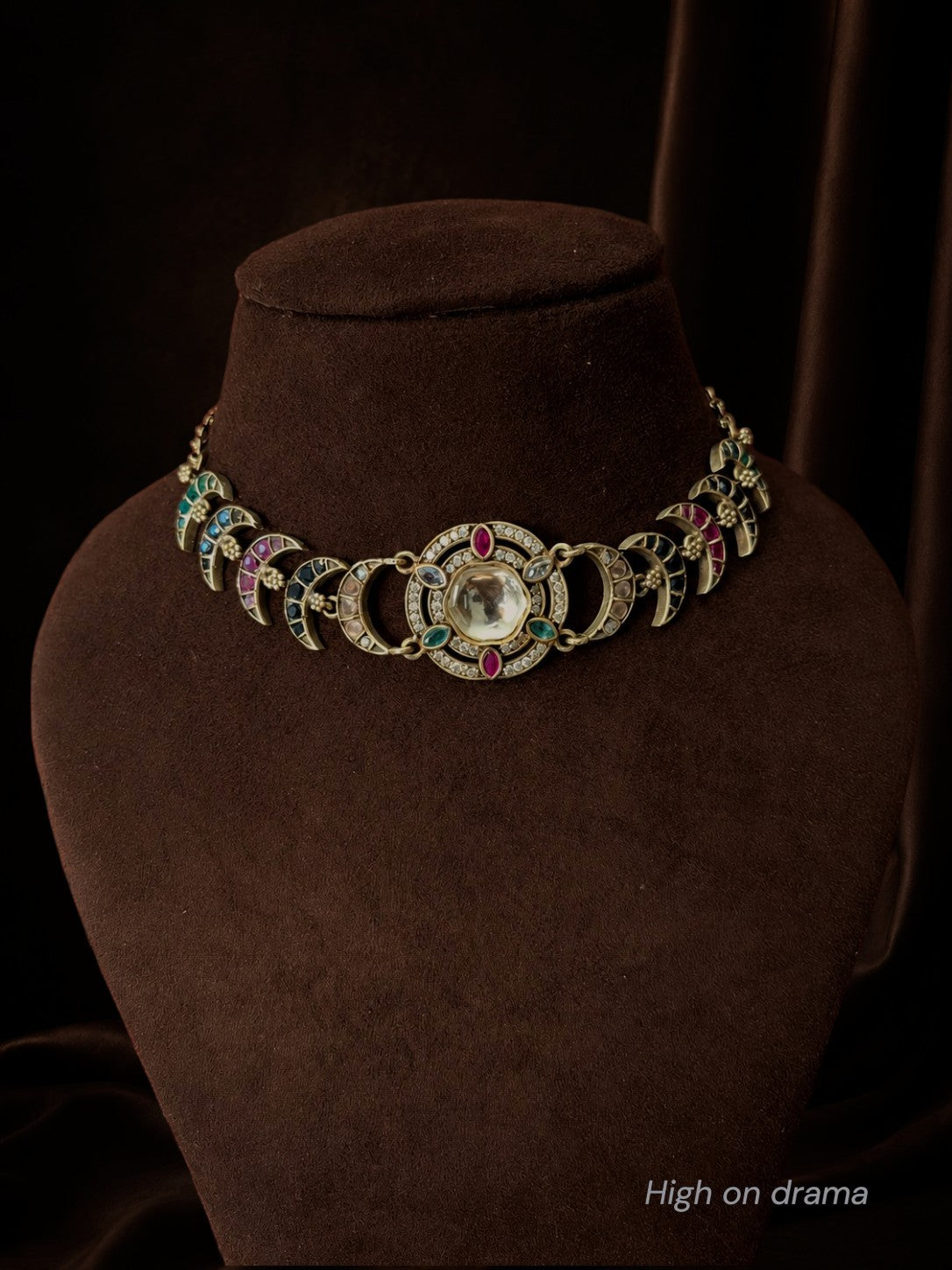 Mridhula silver finish necklace set