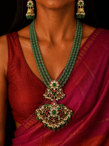 Tavishi jadau kundan emerald mala
