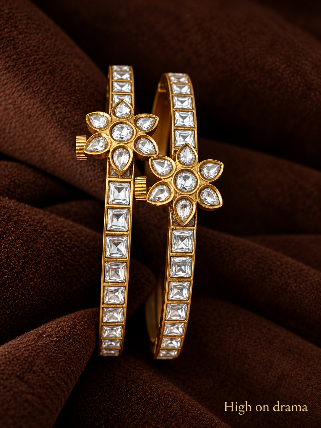 Manvi Jadau kundan adjustable bangle - White